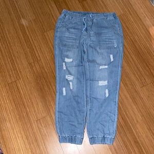 Denim jogger pants
